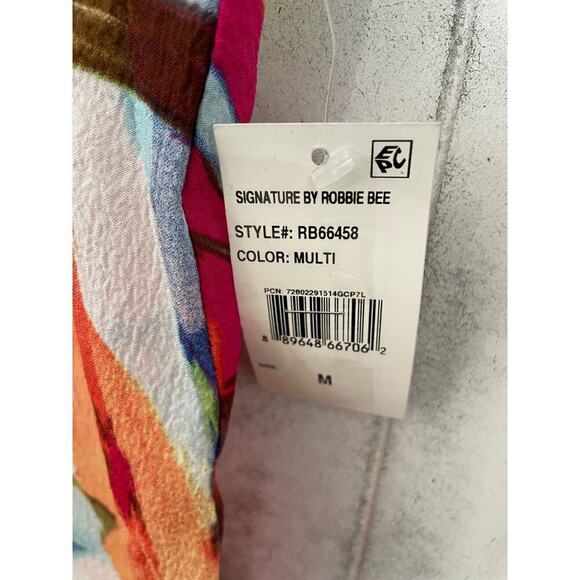 Robbie Bee Women's Printed Mock Neck Shift Dress flowy M multi fairycore boho - Picture 11 of 11